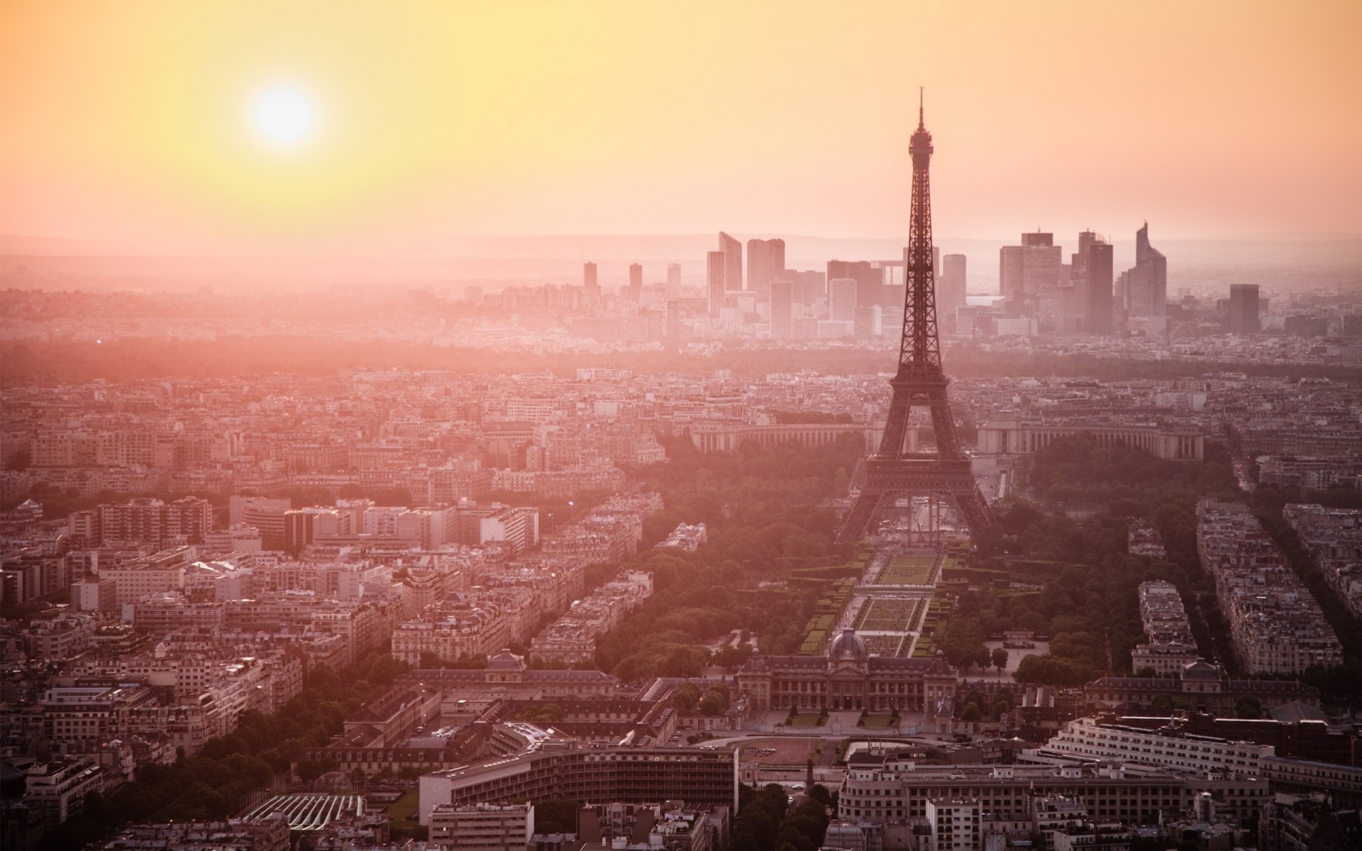 mattina torre eiffel vista francia nebbia parigi città central park