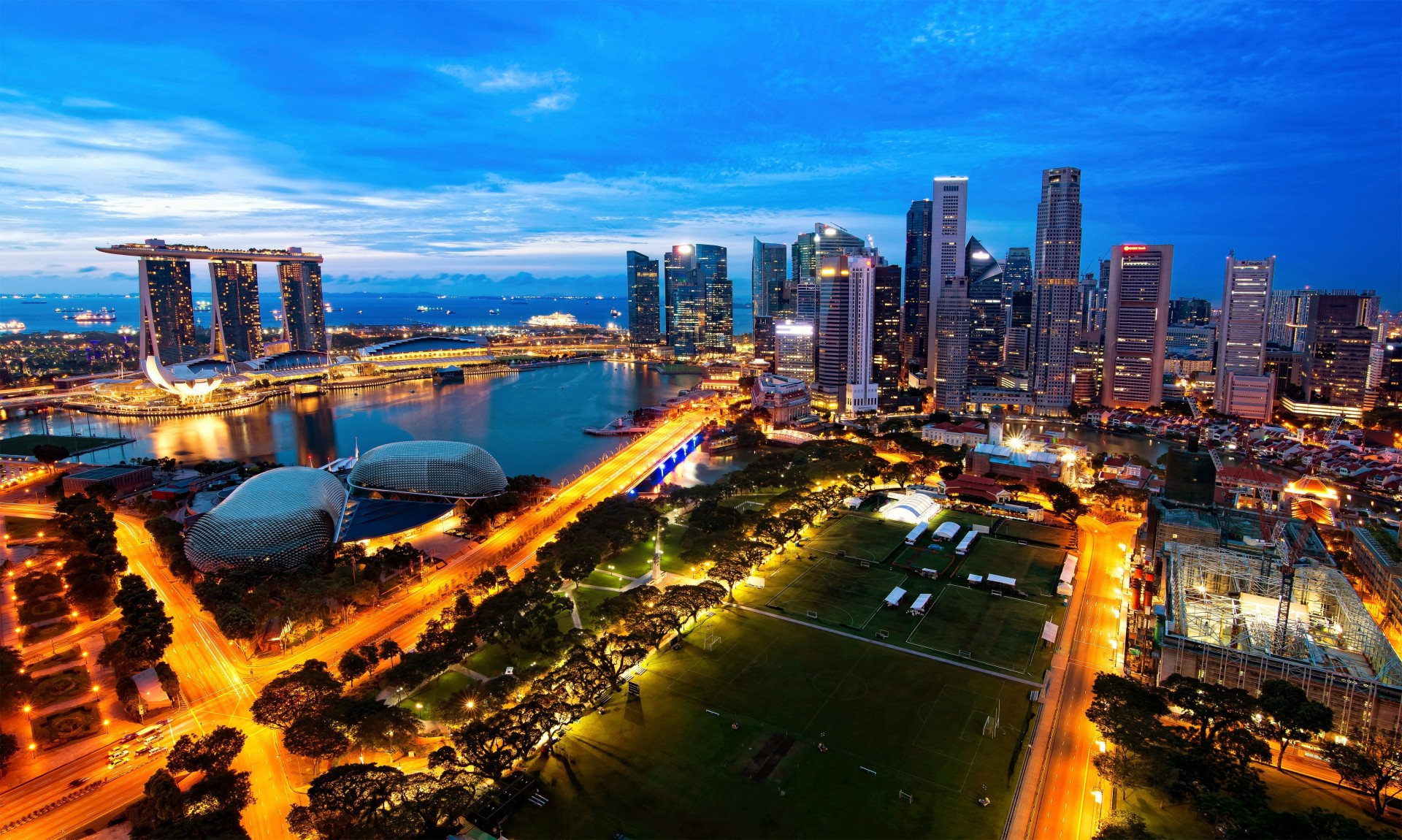 tramonto asia paesaggio urbano città notte cielo panorama singapore