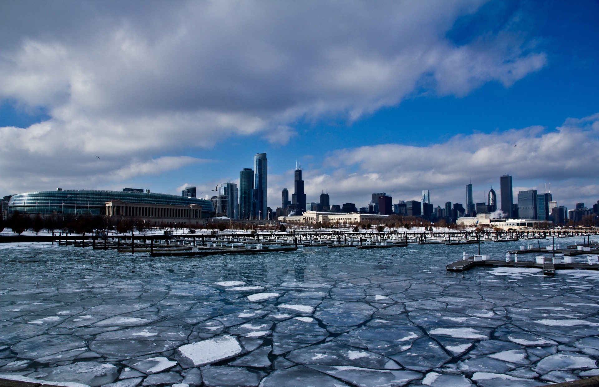 chicago estados unidos corazón rascacielos puerto edificio américa illinois hielo invierno