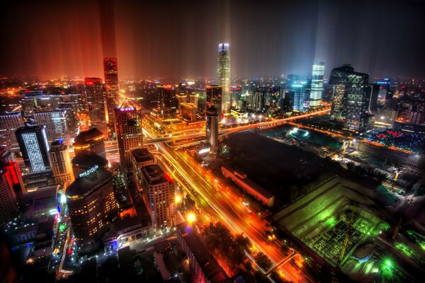 Bright lights of Beijing at night