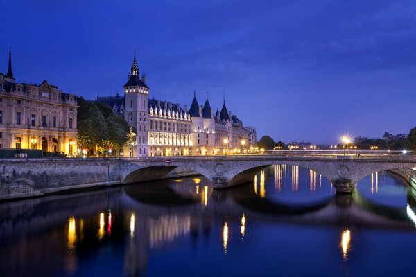 The Palace of Justice at night in the lights of the city