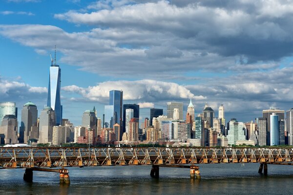 Vista panorámica de nueva York en la bahía