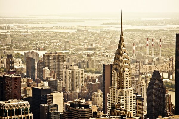 Landscape of New York on the background of buildings and buildings