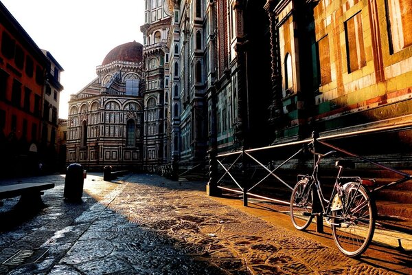 A picture of Italy against the background of buildings and structures