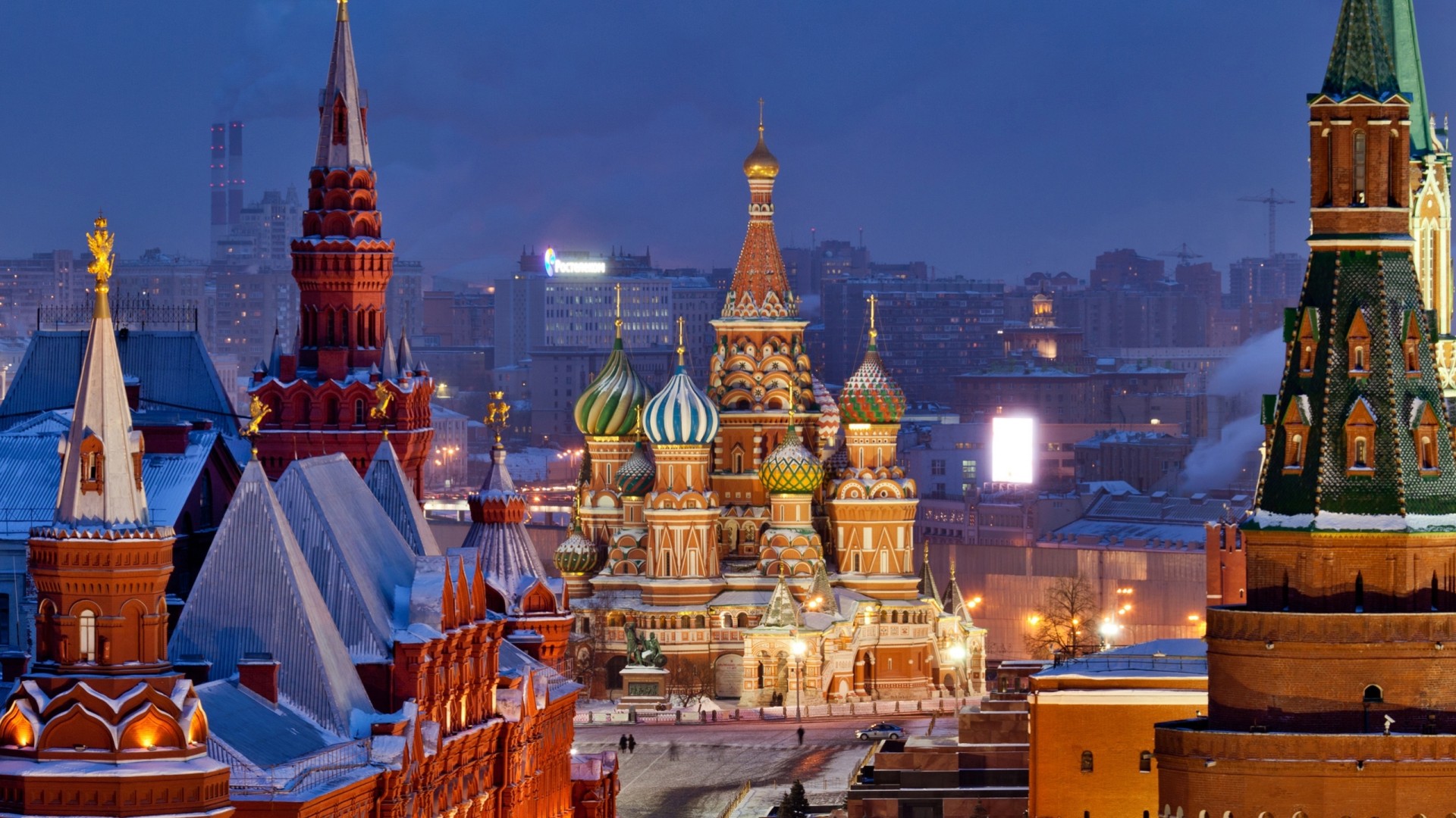 russia lights night temple the kremlin moscow capital winter