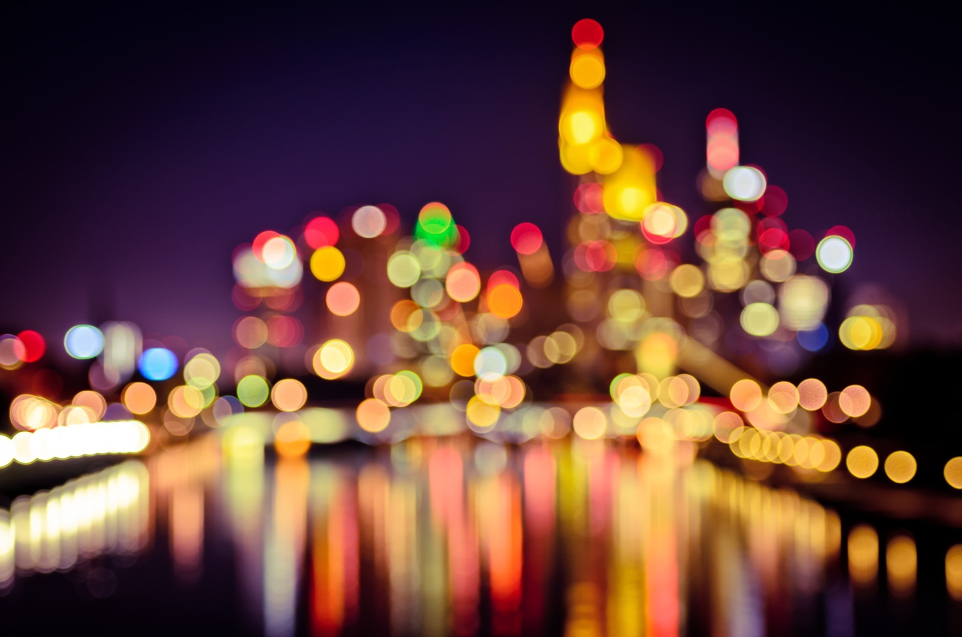 luces noche frankfurt am main bokeh ciudad alemania