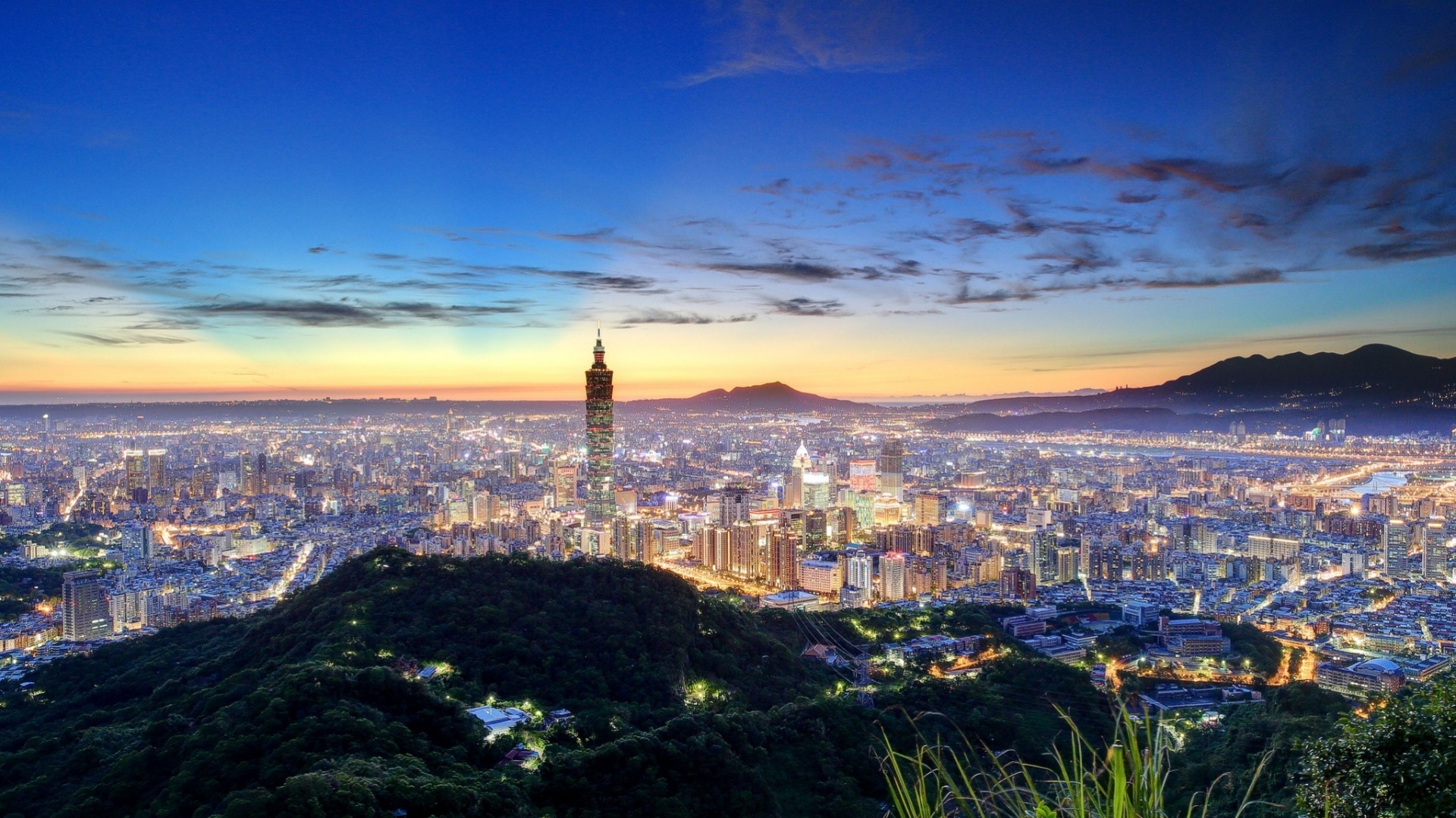 china panorama taiwan taipei night city