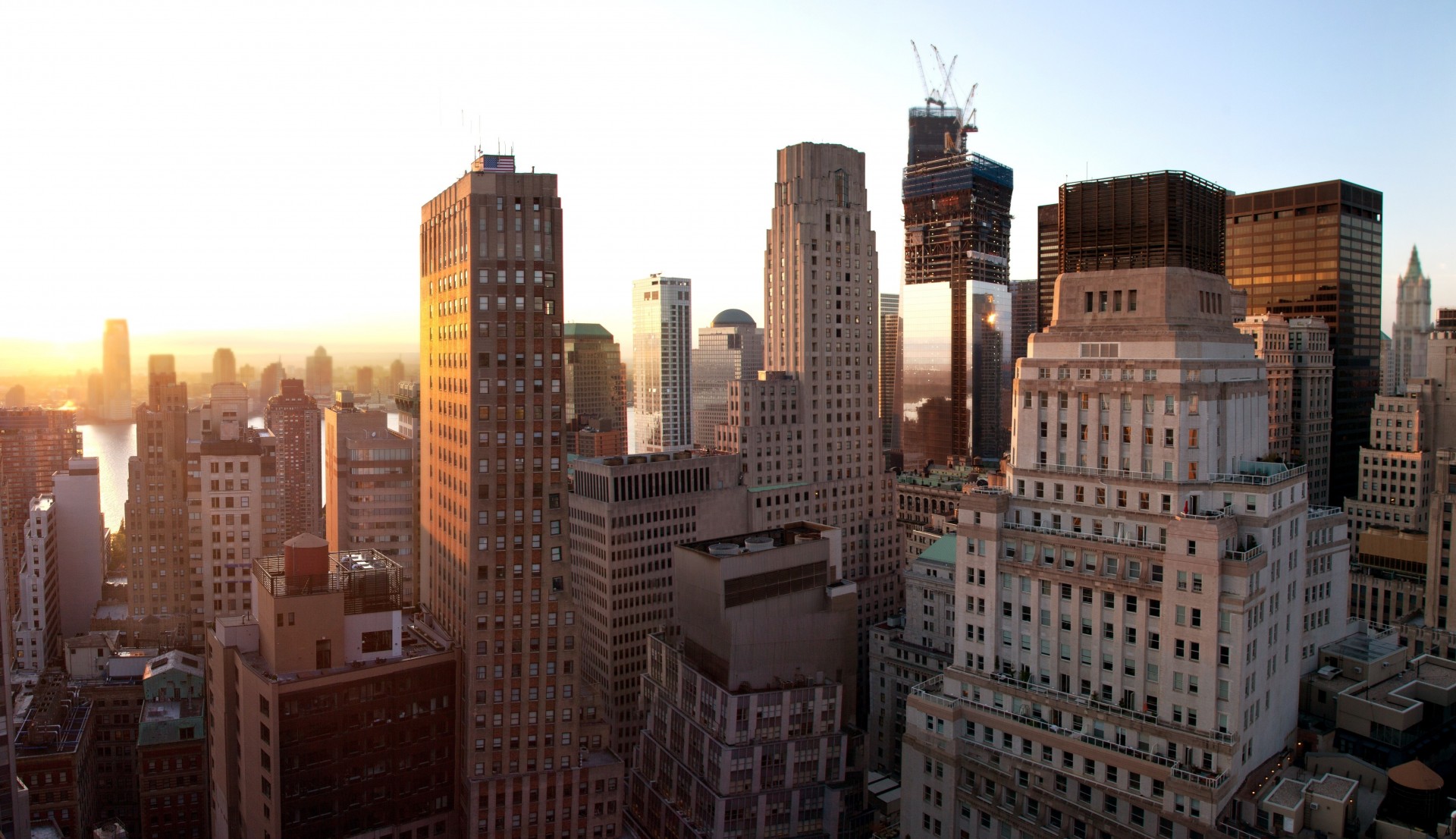 new york building skyscraper sunset