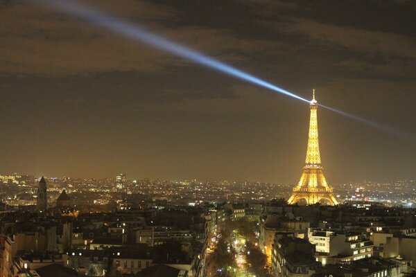 Eiffel Tower at night in Paris