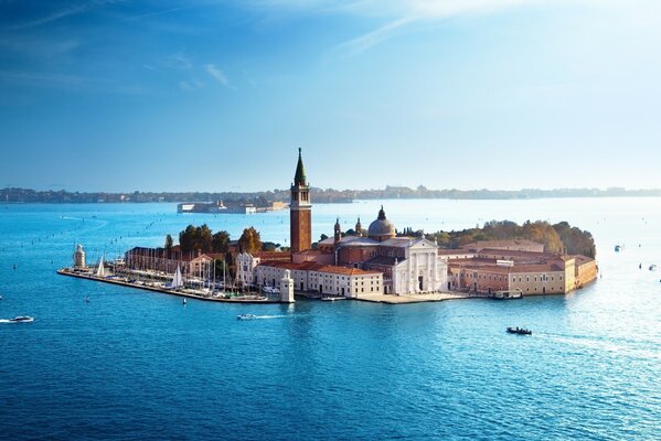 Architecture of Venice castle on the island