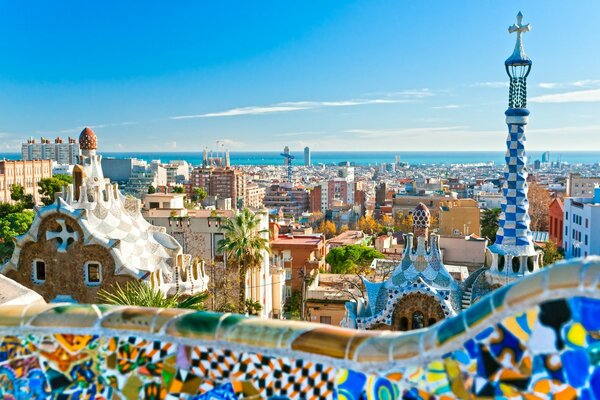 Amazing colorful view of Barcelona on a sunny day