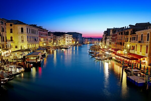 Venice s main canal at night, in a fireworks display of city lights