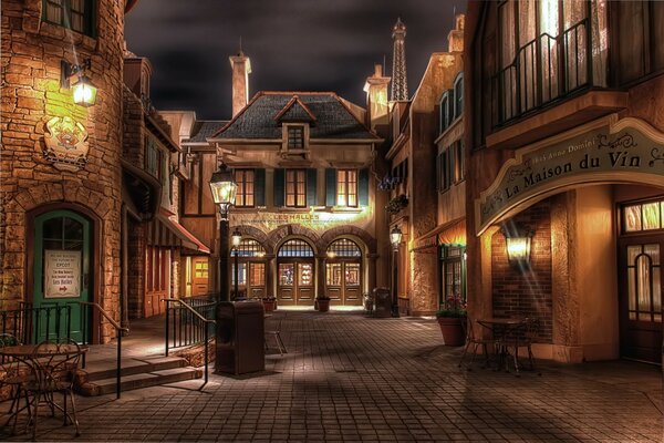 Night streets in a small medieval town