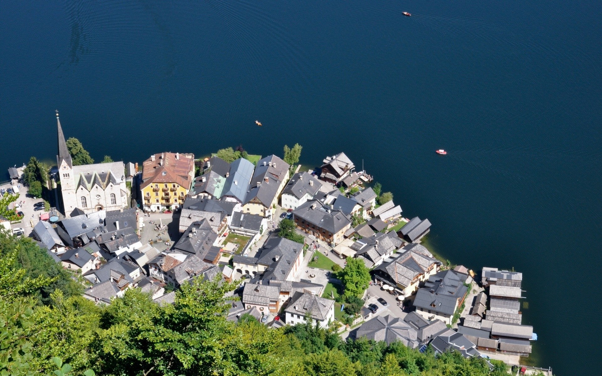 lago panorama edificio hallstatt austria lago hallstatt