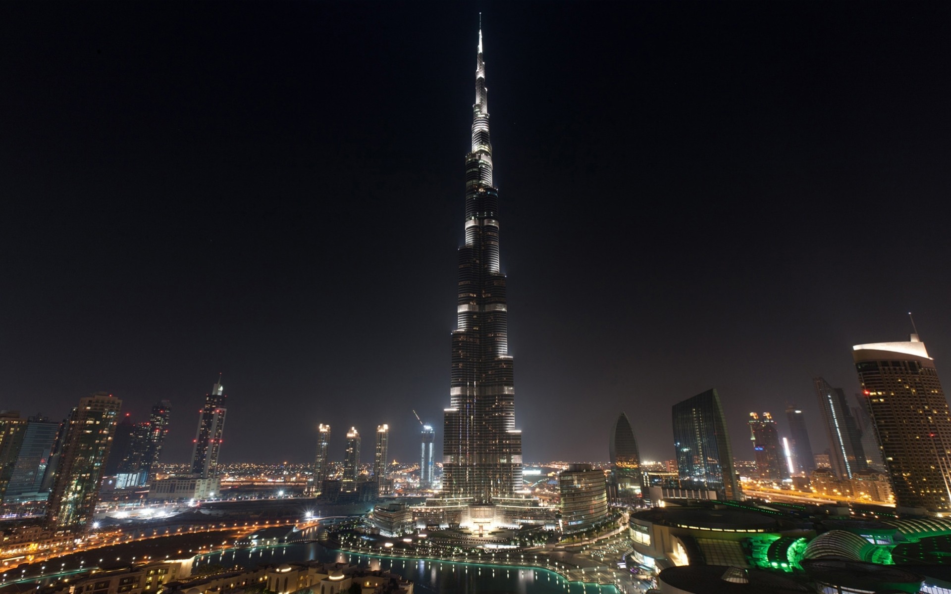 dubaj burj khalifa światło noc czarny miasto