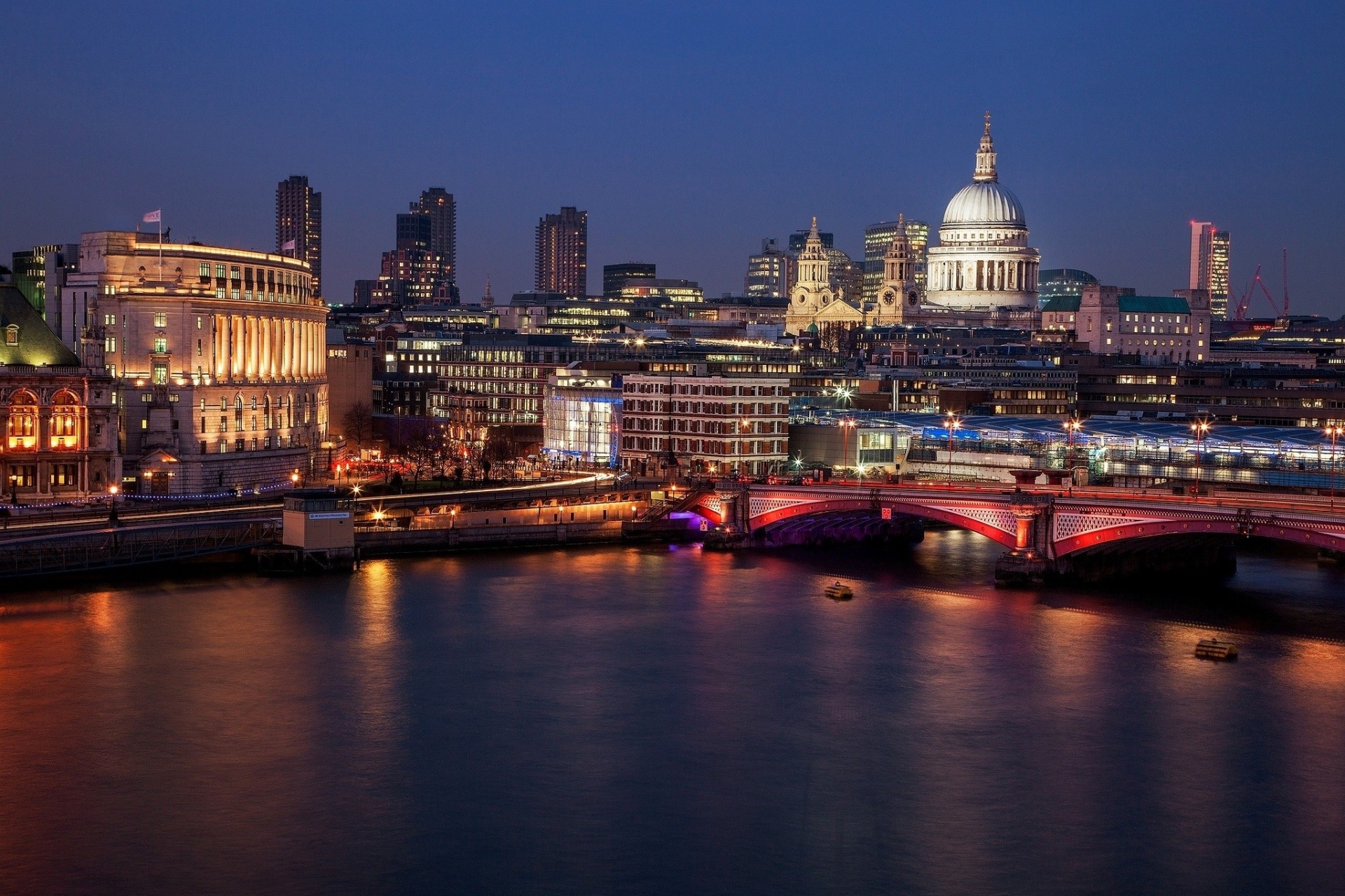 lichter nacht großbritannien st. paul s cathedral ansicht england stadt london fluss