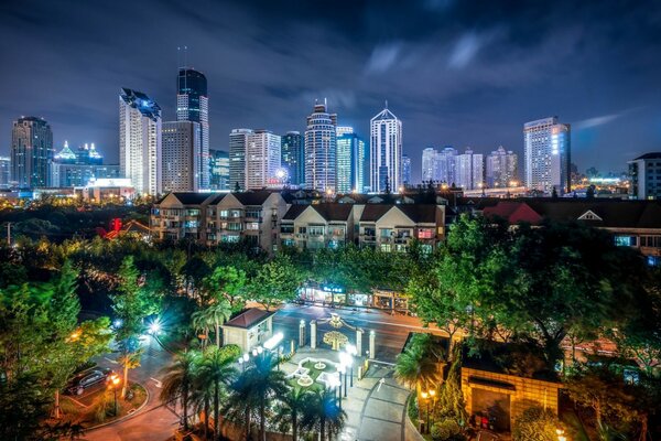 Luci della città di notte in Cina