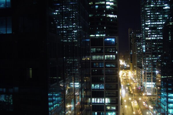 Ciudad nocturna en luces