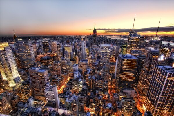 Nueva York vista desde arriba al atardecer