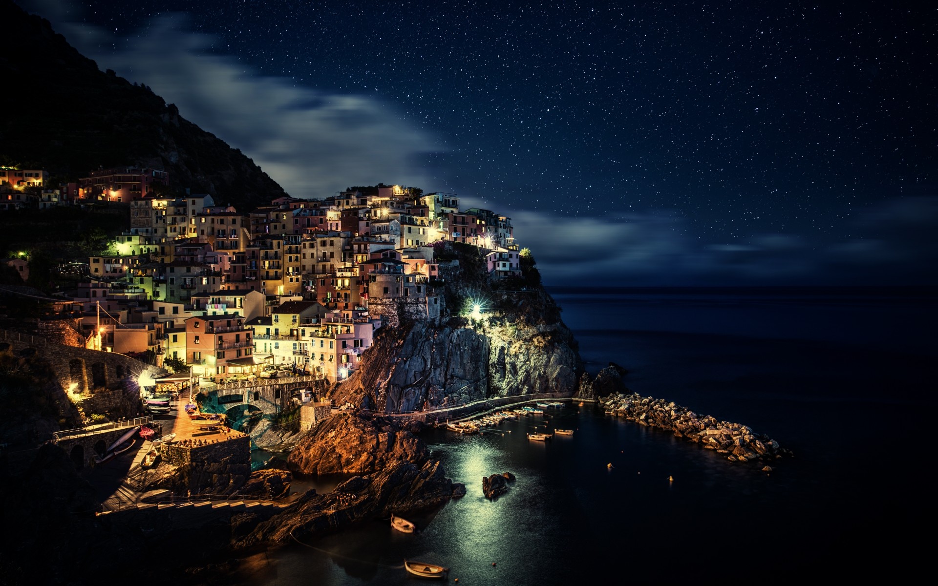 nacht stadt manarola