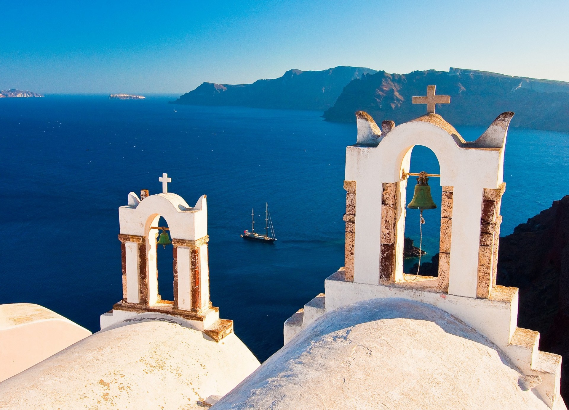 glocke inseln meer griechenland santorin oia ägäis yacht