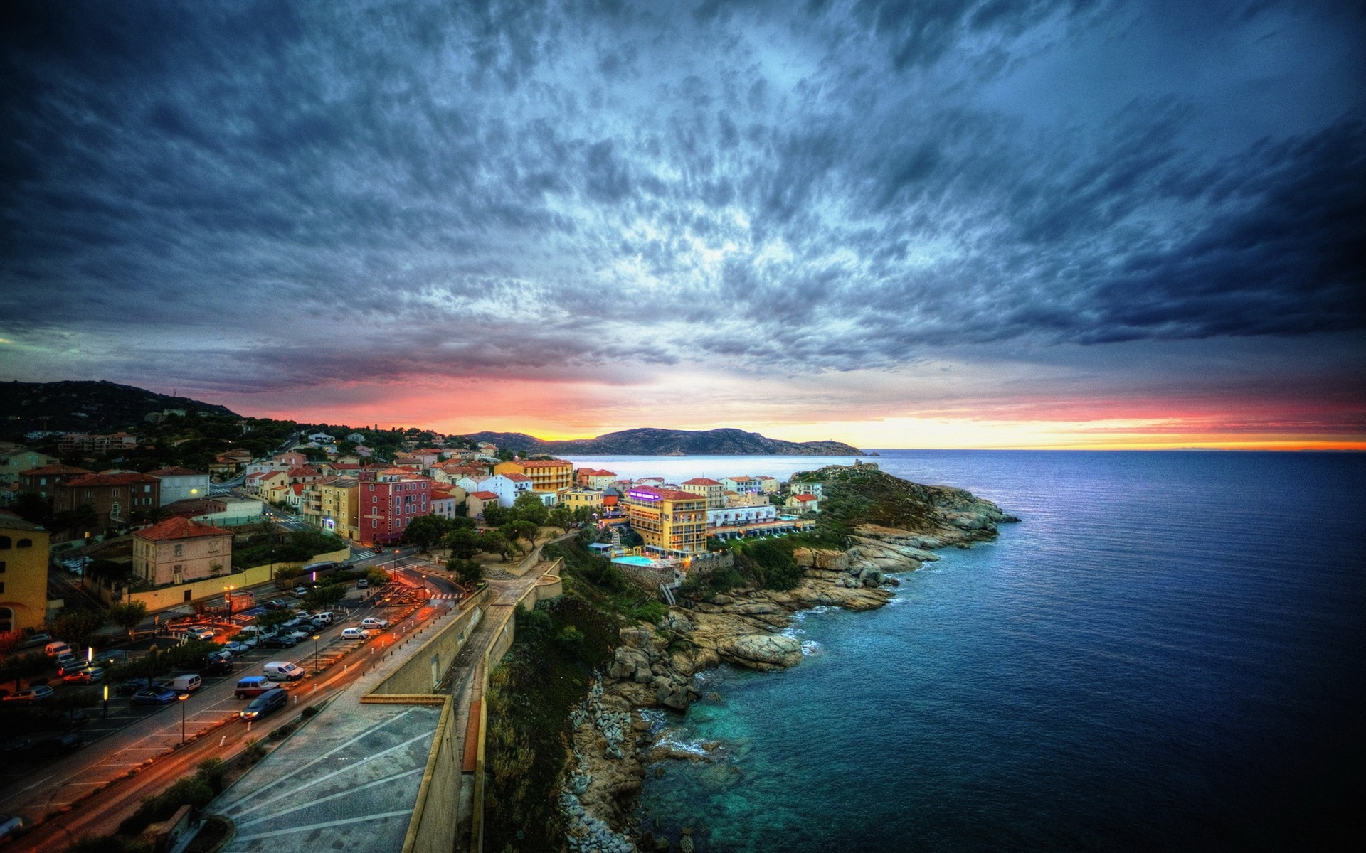 paysage coucher de soleil côte france nature ville ciel mer