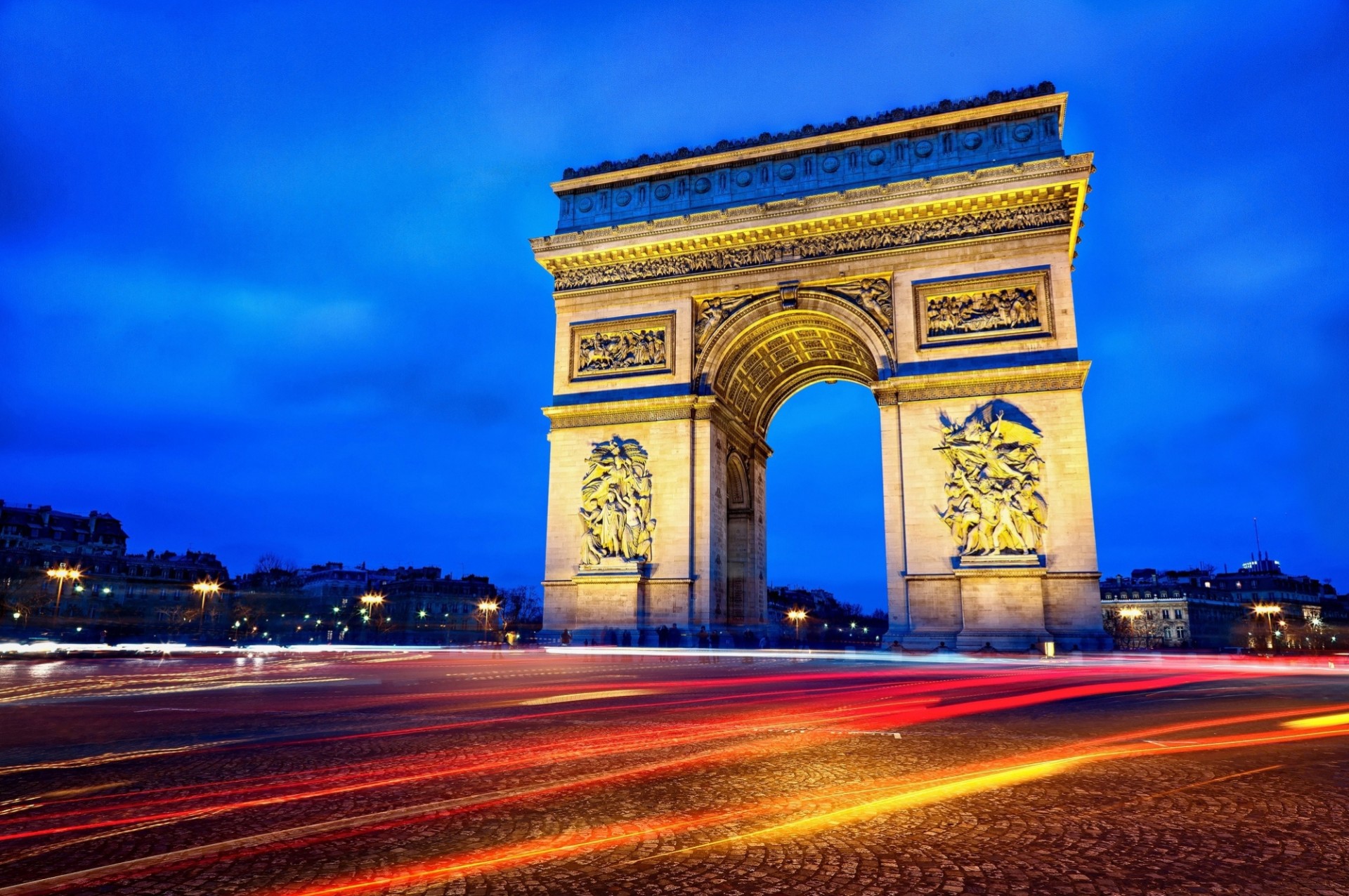 lights france light paris qatar airways night arc de triomphe road town