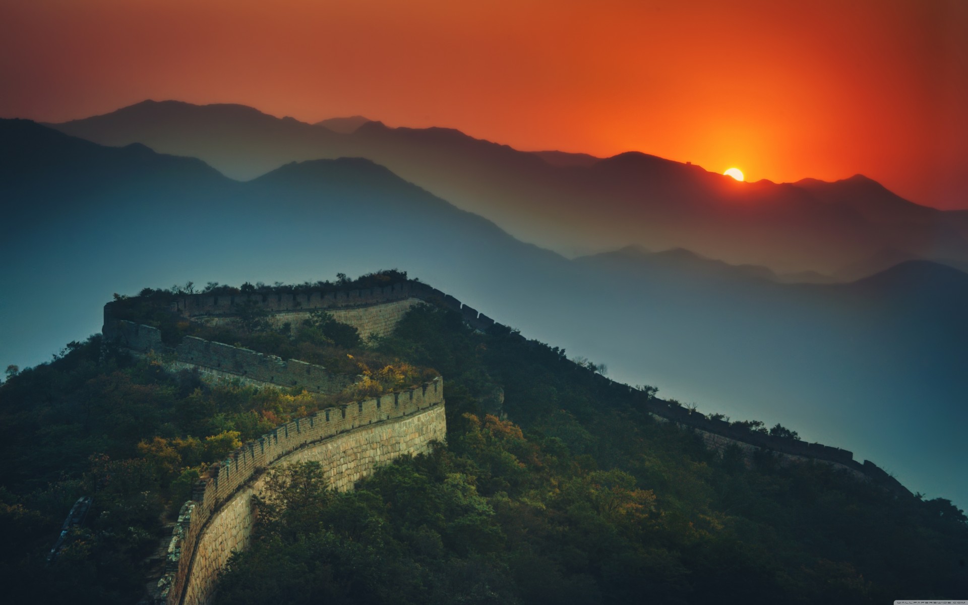 amazing mountain china sunset wall