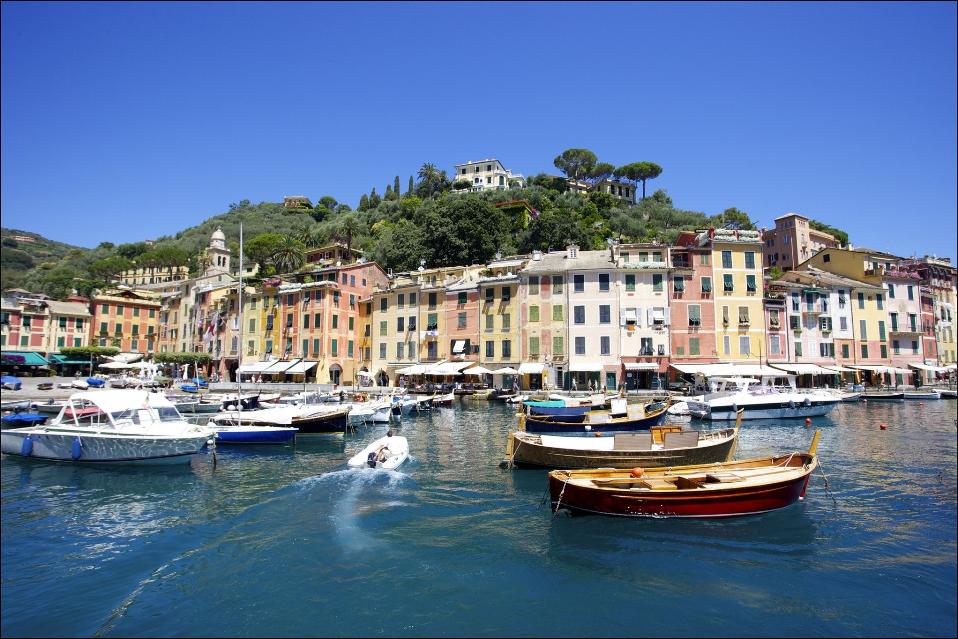 italie promenade portofino bateaux crique bâtiment ligurie italia