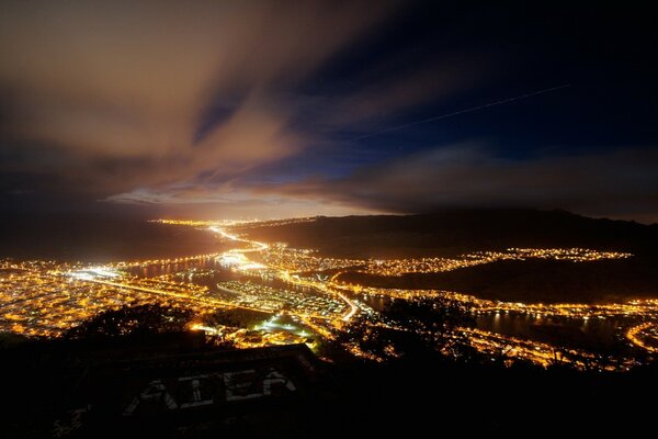 Top view of the night city