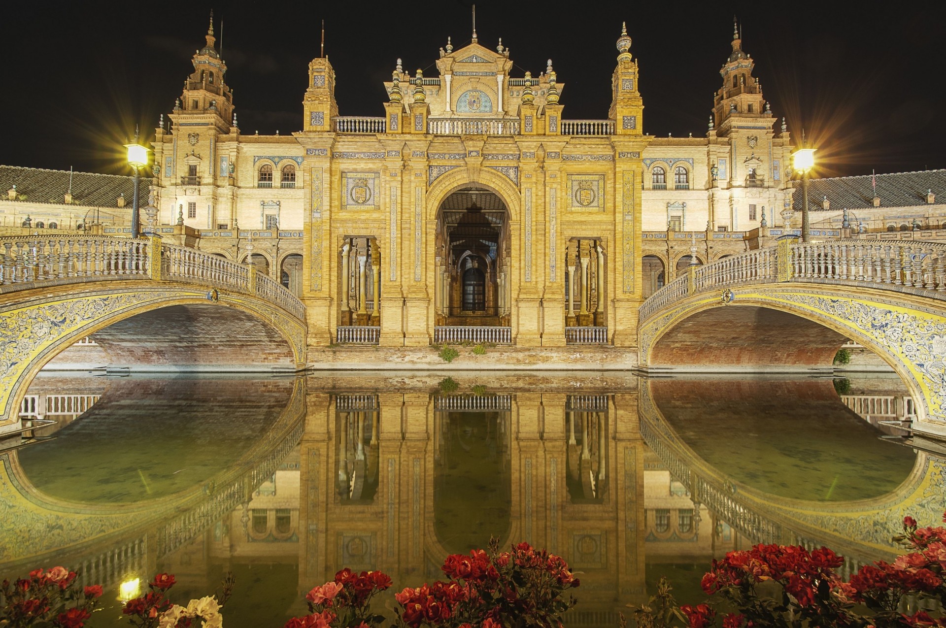 evilla spain river bridge reflection andalusia