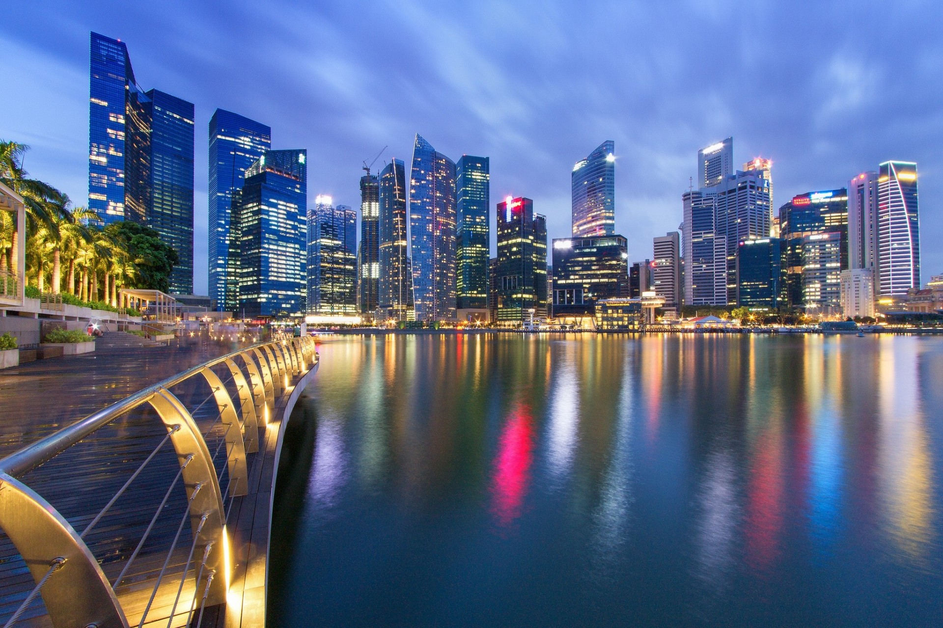 nachtstadt gebäude singapur promenade