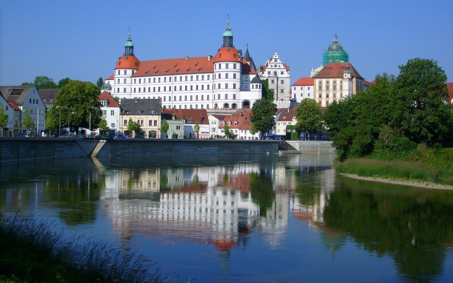 reflection river lock town germany danube