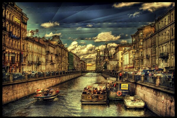 The river in St. Petersburg in the processing of art-style