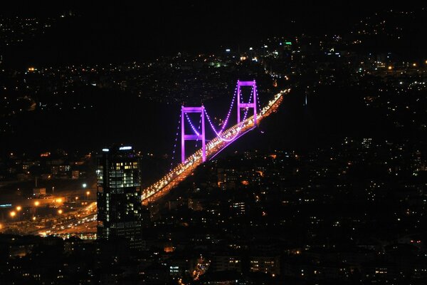 Istanbul Nacht schwarze Brücke