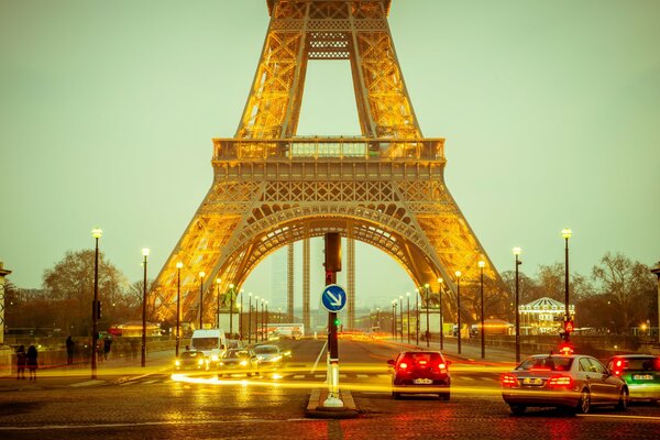 Evening France at the Eiffel Tower