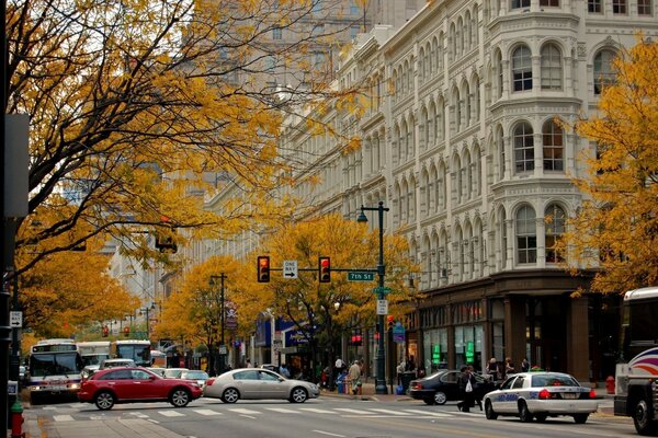 Calle de otoño en Chicago