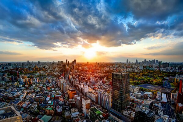 Tokio Sonnenuntergang, Panorama