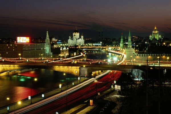 Nacht Moskau Kreml Lichter