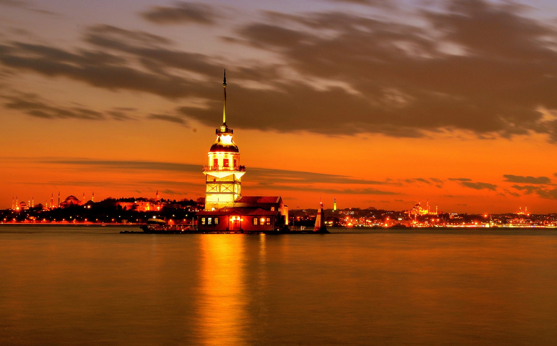 lights istanbul town sunset