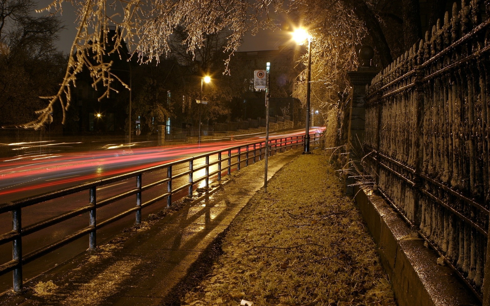 luz noche ciudad carretera