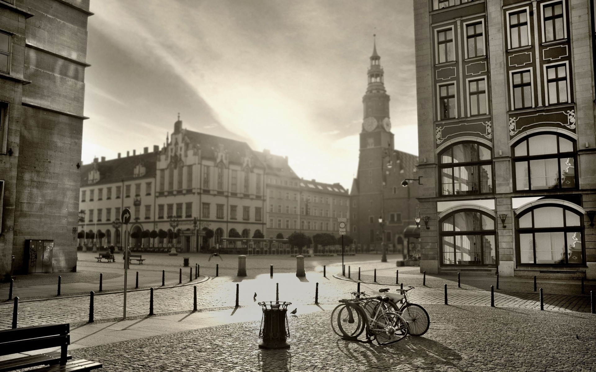 architektur kreuzung platz stadt bw gebäude fahrräder