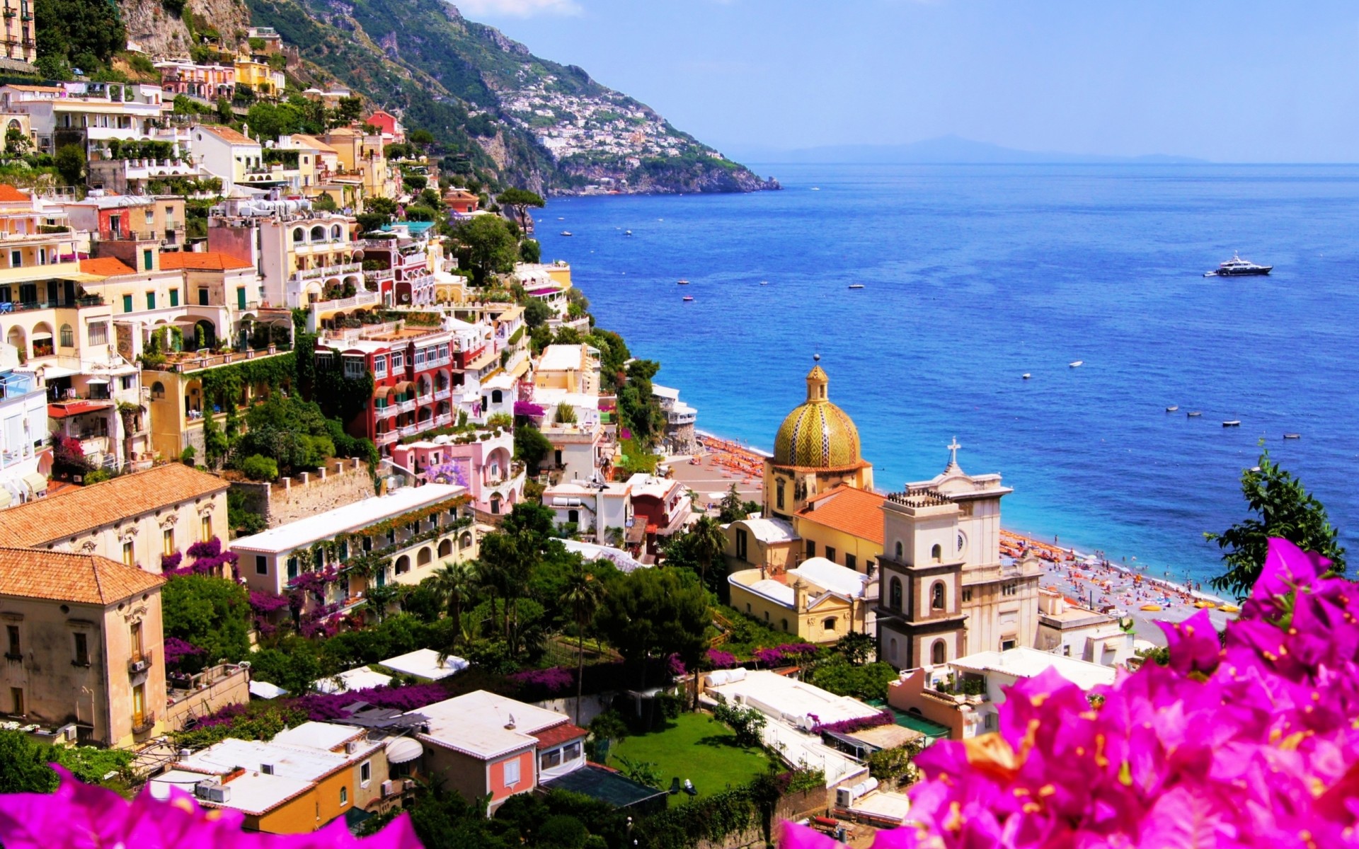 italia amalfi catedral ciudad rocas casas