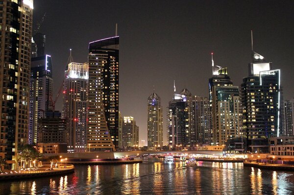 Ciudad de Dubai por la noche foto