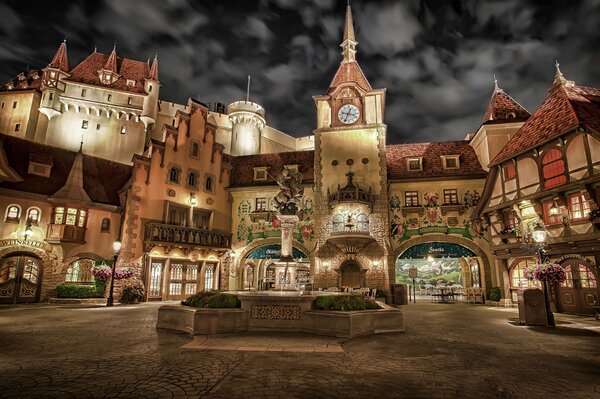 Night square in a German city