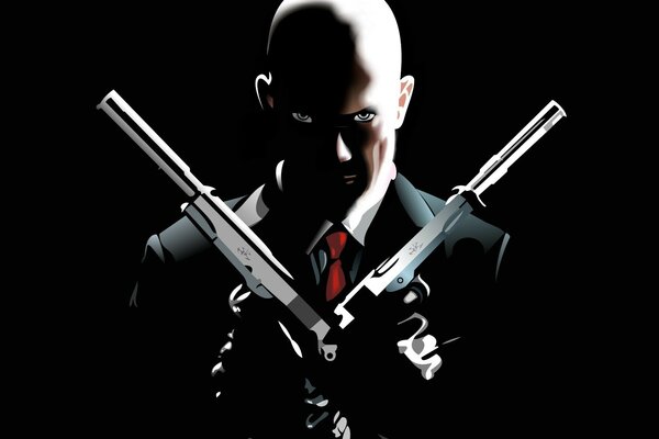 Векторное изображение чёрный пистолет и hitman