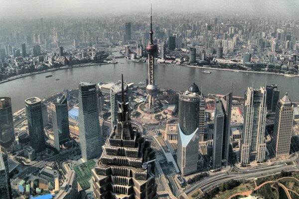 Gray skyscrapers of Shanghai