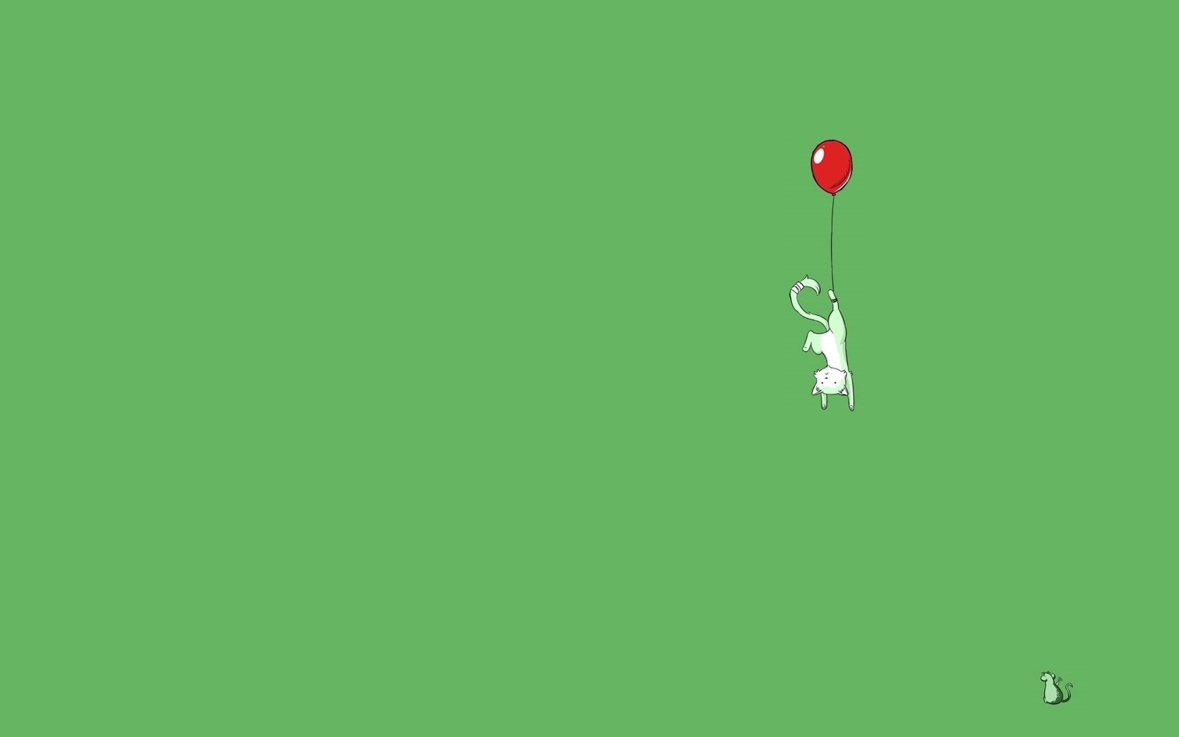 gato blanco minimalismo vuelo globo globo bola roja fondo fondo verde gato altura creativo