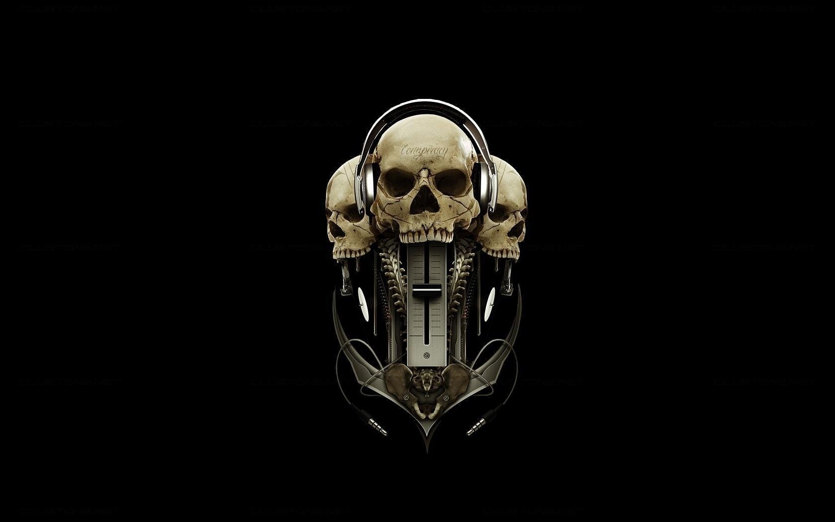 device controller minimalism skull headphones easy style black background background actor brunette