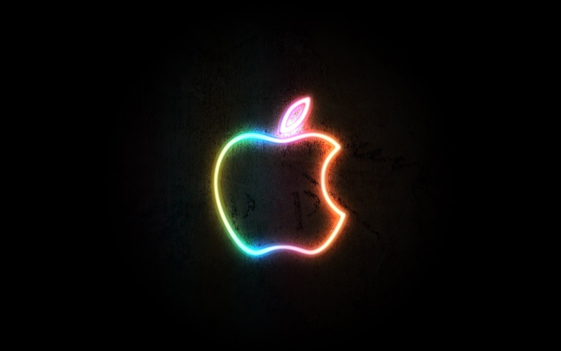 resplandor multicolor manzana neón apple emblemas logotipos